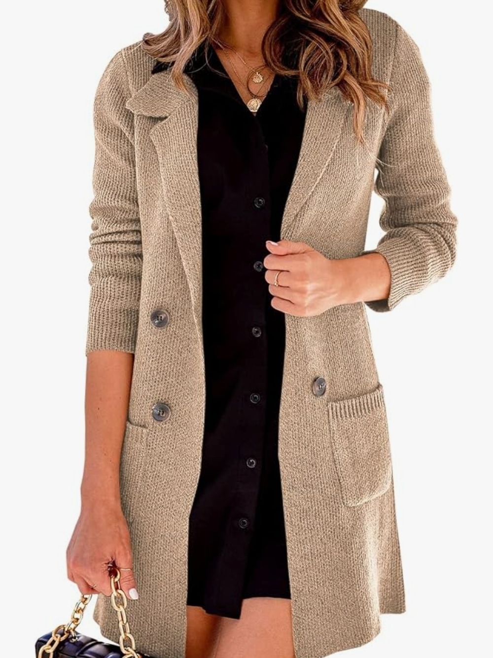 Long Knit Open-Front Cardigan Sweater Coatigan - Taupe